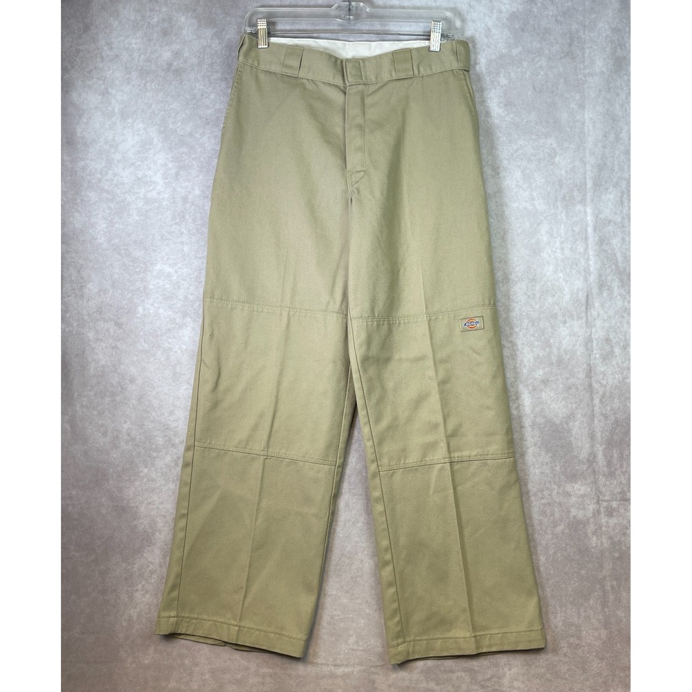VINTAGE Dickies Pants Mens 31x30 Khaki Chinos Canvas Flat Front Loose Fit Y2K